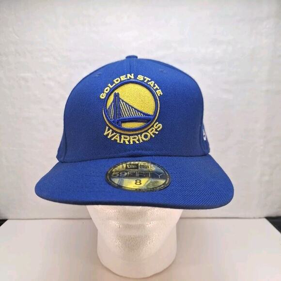 New Era Golden State Warrior Hat Size 8 Fitted Blue 59Fifty NBA - Picture 1 of 7